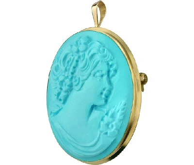 Shop Gucci Designer Necklaces Woman Turquoise Paste Cameo Pendant/pin