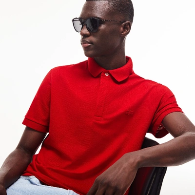 Lacoste Short Sleeve Pique Original Fit Polo Shirt In Red