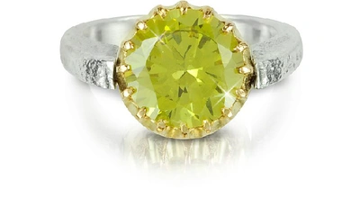 Shop Gucci Designer Rings Green Cubic Zirconia Sterling Silver & Rose Gold Flip Ring In Vert