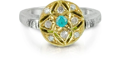 Shop Gucci Designer Rings Green Cubic Zirconia Sterling Silver & Rose Gold Flip Ring In Vert