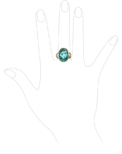 Shop Gucci Designer Rings Stefy - Green Amethyst Oval Gemstone 18k Rose Gold Ring