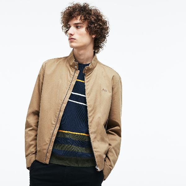 lacoste men's short zip cotton twill jacket