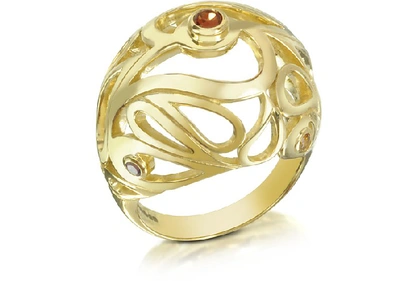 Shop Sho London Designer Rings Gold Vermeil Mari Splash Boule Ring In Doré