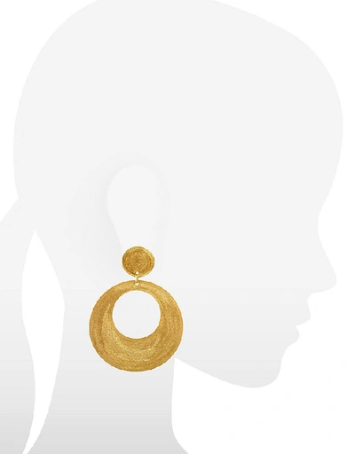 Shop Stefano Patriarchi Designer Earrings Golden Silver Etched Round Cut Out Drop Earrings