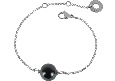 Shop Gucci Designer Bracelets Perleadi Black Murano Glass Bead Chain Bracelet In Gris