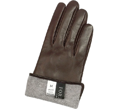 Shop Gucci Designer Women's Gloves Women's Dark Brown Cashmere Lined Italian Leather Gloves In Marron