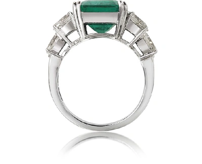 Shop Gucci Designer Rings Emerald And Diamond White Gold Ring In Vert