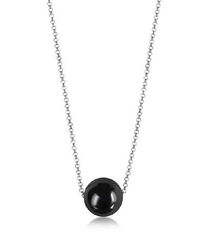 Shop Gucci Designer Necklaces Perleadi Black Murano Glass Bead Chain Necklace In Gris