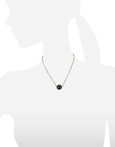 Shop Gucci Designer Necklaces Perleadi Black Murano Glass Bead Chain Necklace In Gris