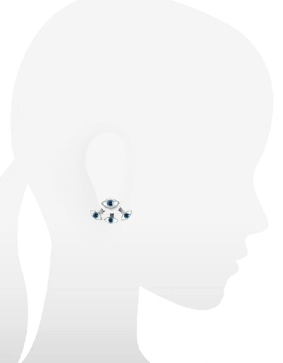 Shop Bernard Delettrez Designer Earrings Four Eyes Silver Earrings In Argenté