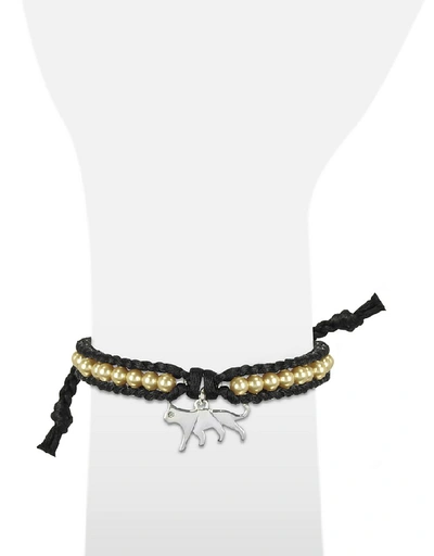 Shop Sho London Designer Bracelets Jaguar Friendship Silk Bracelet In Noir