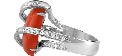 Shop Gucci Designer Rings Red Coral Diamond Channel 18k Gold Ring