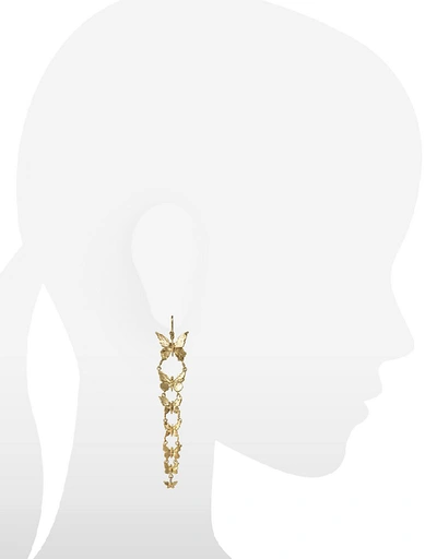 Shop Bernard Delettrez Designer Earrings Butterflies Bronze Earrings In Doré