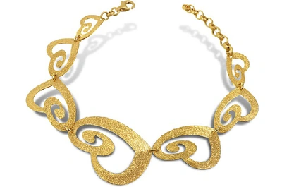 Shop Stefano Patriarchi Designer Bracelets Etched Golden Silver Cut-out Heart Link Bracelet