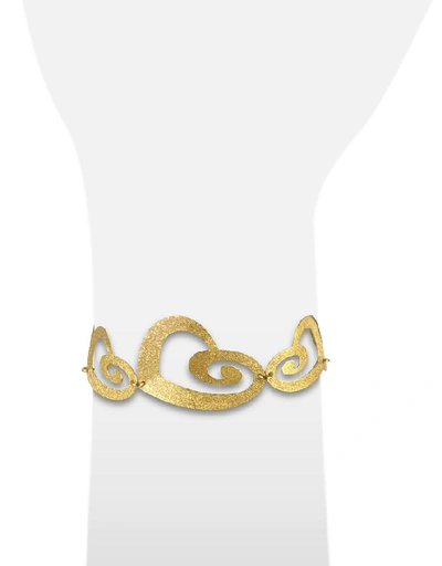 Shop Stefano Patriarchi Designer Bracelets Etched Golden Silver Cut-out Heart Link Bracelet