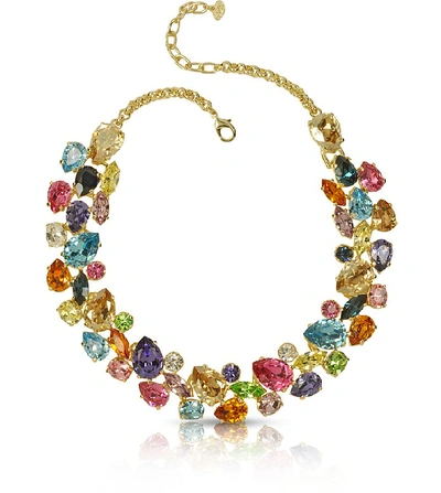 Shop Gucci Designer Necklaces Multicolor Crystal And Metal Necklace In Rose
