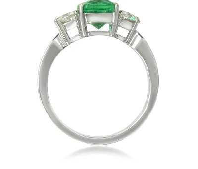 Shop Gucci Designer Rings Emerald And Diamond White Gold Ring In Vert