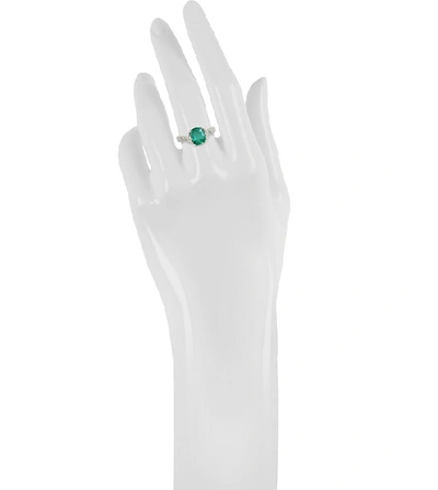 Shop Gucci Designer Rings Emerald And Diamond White Gold Ring In Vert