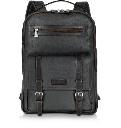 Shop Chiarugi Designer Men's Bags Black And Brown Leather Backpack In Noir