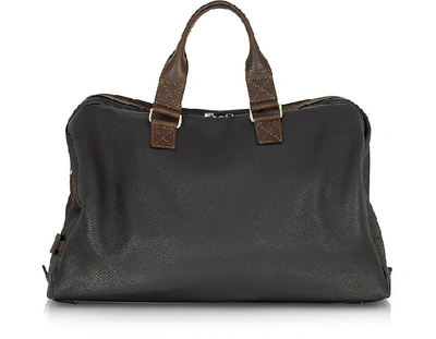 Shop Chiarugi Designer Men's Bags Black And Brown Genuine Leather Weekender In Noir
