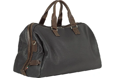 Shop Chiarugi Designer Men's Bags Black And Brown Genuine Leather Weekender In Noir