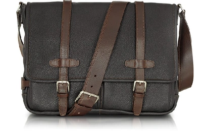 Shop Chiarugi Designer Men's Bags Black And Brown Leather Messenger In Noir