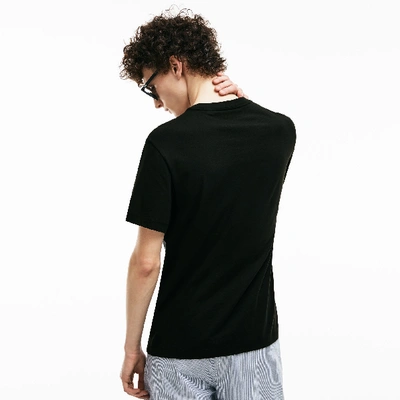 Shop Lacoste Men's Graphic Design Cotton T-shirt In Black / Blue