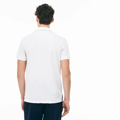 Shop Lacoste Men's Motion Regular Fit Pima Cotton Piqué Polo In White / Grey
