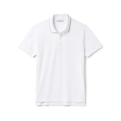 Shop Lacoste Men's Motion Regular Fit Pima Cotton Piqué Polo In White / Grey