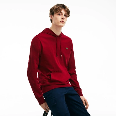 Shop Lacoste Men's Cotton Jersey Hooded T-shirt - S - 3 In Red