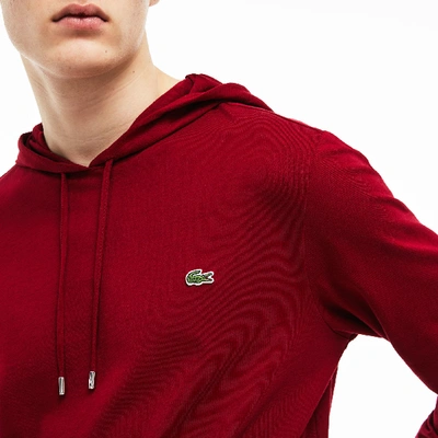 Shop Lacoste Men's Cotton Jersey Hooded T-shirt - S - 3 In Red
