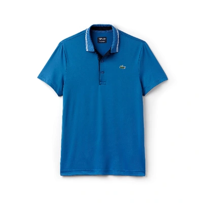 Shop Lacoste Men's Sport Lettering Stretch Technical Jersey Golf Polo Shirt In Blue / Navy Blue / White