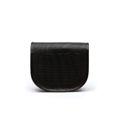 Shop Lacoste Women's Chantaco Piqué Leather Flap Crossover Bag In Black