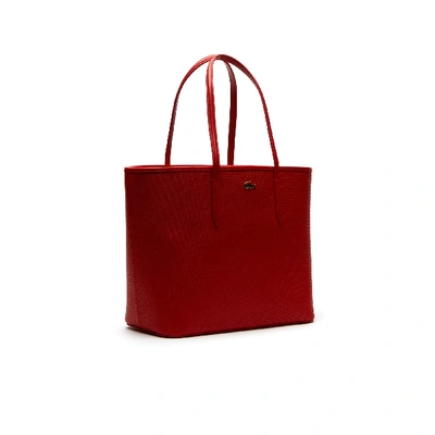Shop Lacoste Women's Chantaco Piqué Leather Tote Bag In High Risk Red