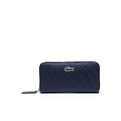 Shop Lacoste Women's L.12.12 Concept Petit Piqué Zip Wallet In Eclipse