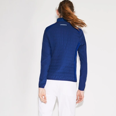 Shop Lacoste Women's Sport Quilted Taffeta And Fleece Golf Jacket In Navy Blue,blue