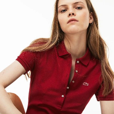 Shop Lacoste Women's Slim Fit Stretch Mini Cotton Piqué Polo Shirt In Bordeaux