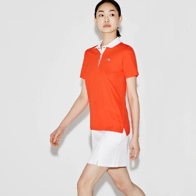 Shop Lacoste Women's Sport Golf Tech Honeycomb Knit Polo In Red / White