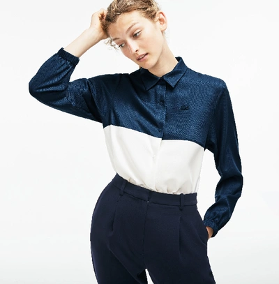 Shop Lacoste Women's Regular Fit Bicolor Flowing Piqué Shirt In Blue,white