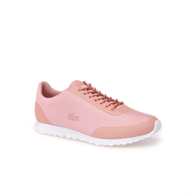 Shop Lacoste Women's Helaine Runner Textile Trainers In Pink/white