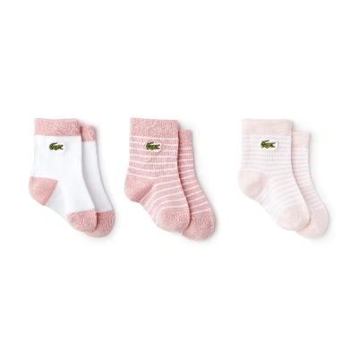 Shop Lacoste Unisex Jersey Sock Three-pack In Light Pink / White / Pink