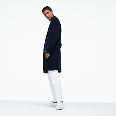 Shop Lacoste Unisex Live Wool Broadcloth Buttoned Pea Coat In Blue