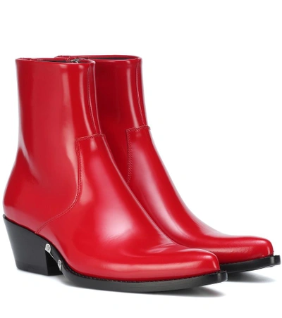 Shop Calvin Klein 205w39nyc Tiesa Ankle Boots In Red