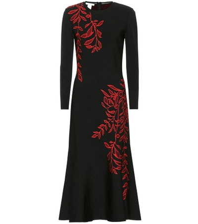 Shop Oscar De La Renta Jacquard Knit Midi Dress In Black