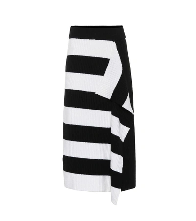 Shop Tibi Striped Merino Wool Skirt In Black