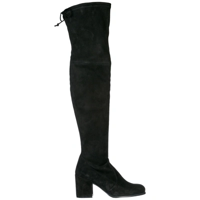 Shop Stuart Weitzman Women's Suede Heel Boots In Black