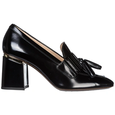 Shop Tod's Women's Leather Pumps Court Shoes High Heel In Black