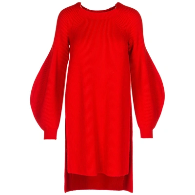 Shop Stella Mccartney Women's Knee Length Dress Long Sleeve In Red