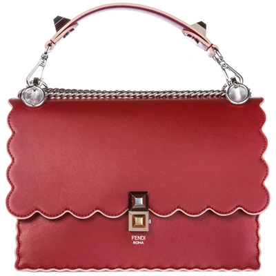 Shop Fendi Women's Leather Shoulder Bag Kan I In Red