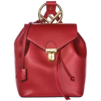 Shop Fendi Women's Leather Rucksack Backpack Travel In Red